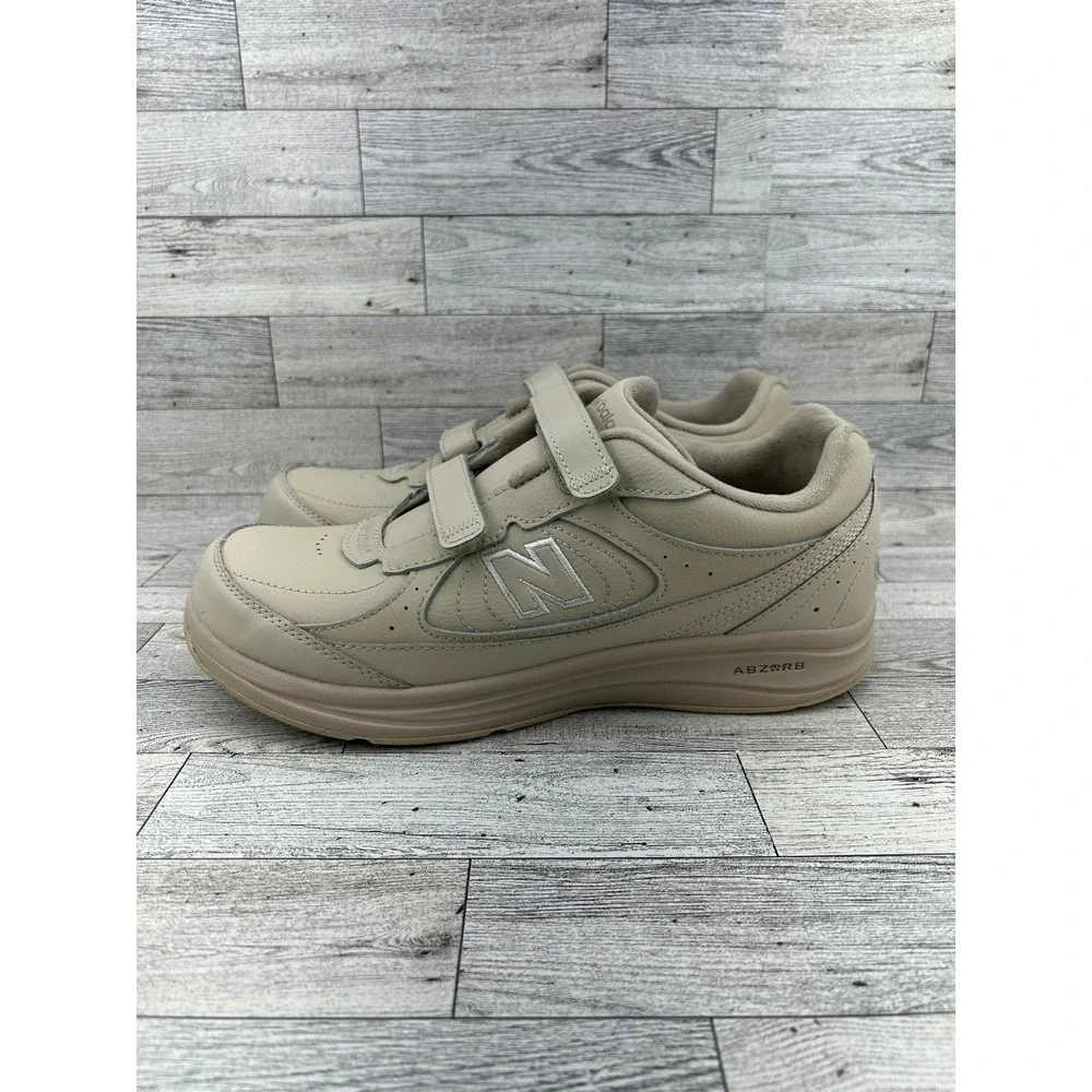 New Balance 577 Walking Shoe Beige Leather Hook and Loop Strap Comfort 8.5M‎